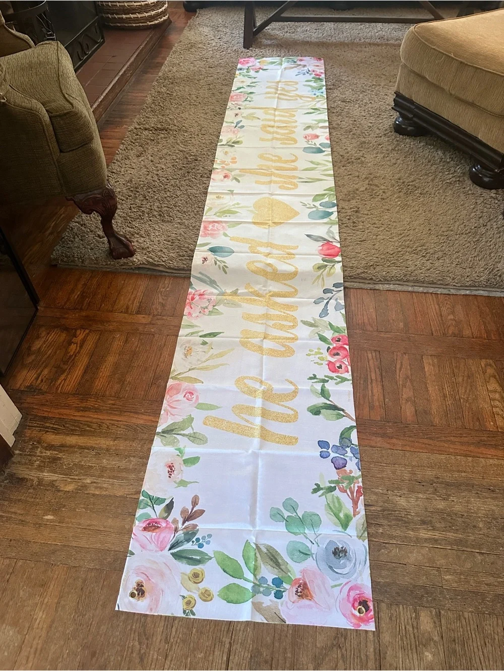 ENGAGEMENT PARTY DECORATIONS!  Gold 'He Asked She Said Yes' Banner Photo props